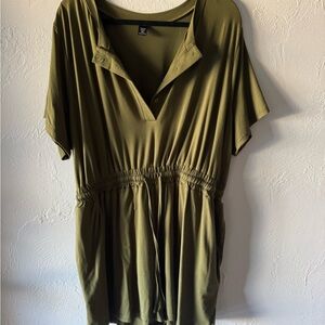 SHEIN Olive Green Romper with Drawstring Waist